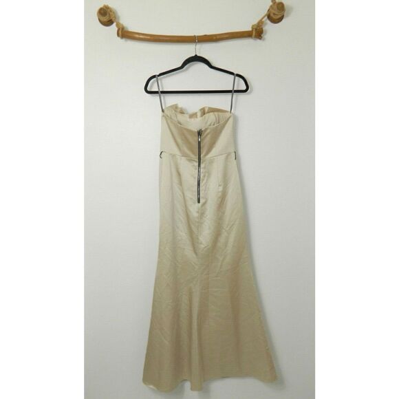 Vera Wang Dress Maxi  Ivory Origami Champagne Strapless Formal Bridesmaid Size 4 - Picture 7 of 12
